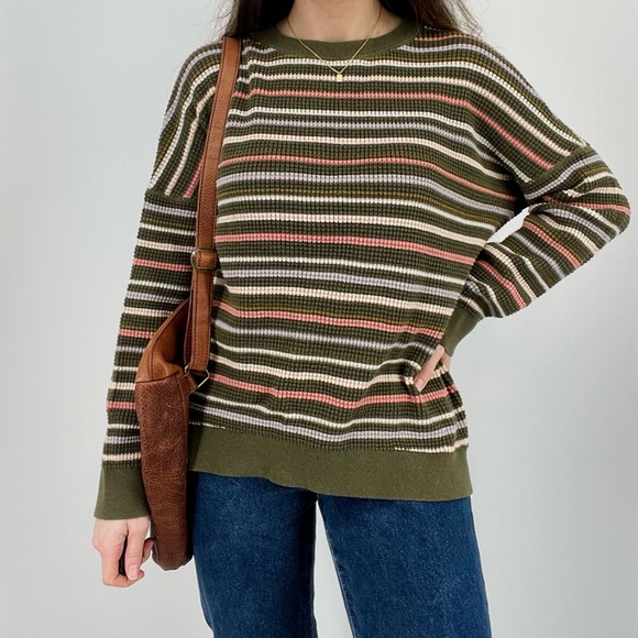 SOLD rei cooperative slouchy striped wallace lake waffle knit sweater - Picture 2 of 7